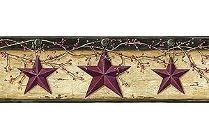 Chesapeake PUR44603B Ennis Wheat Rustic Barn Star Wallpaper Border