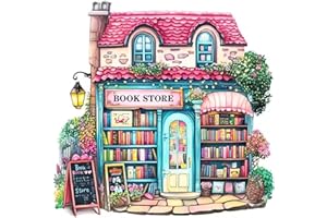 GUMITOON Pink Bookstore Diamond Painting Kits for Adults, 5D Diamond Art Painting by Numbers Kits, DIY Diamond Dots Art Kits, Full Round Drill Diamond Paintings for Adults for Home Wall Decor, 13.8x13.8 in