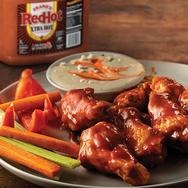 FRANK’S REDHOT XTRA HOT CAYENNE PEPPER HOT SAUCE, 1 GAL – ONE GALLON OF EXTRA HOT CAYENNE PEPPER HOT SAUCE WITH 3X THE HEAT, BEST FOR WINGS, PIZZA, SIDES, SNACKS, BAR BITES AND MORE