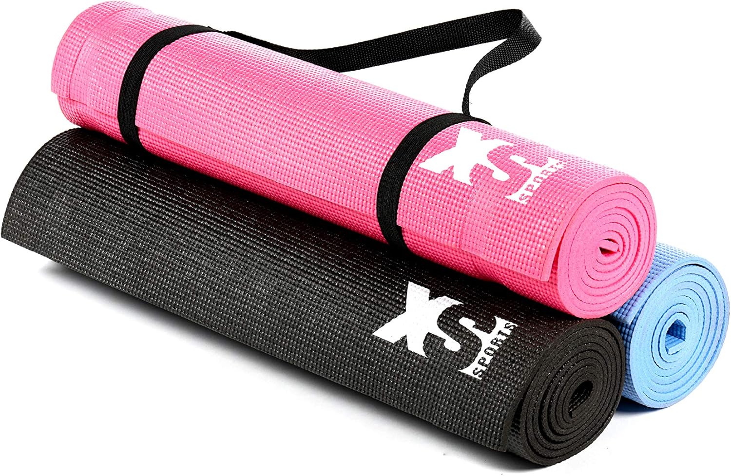 XS Sports Thick Yoga Exercise Mat With Carry Strap + Bag for Travel
