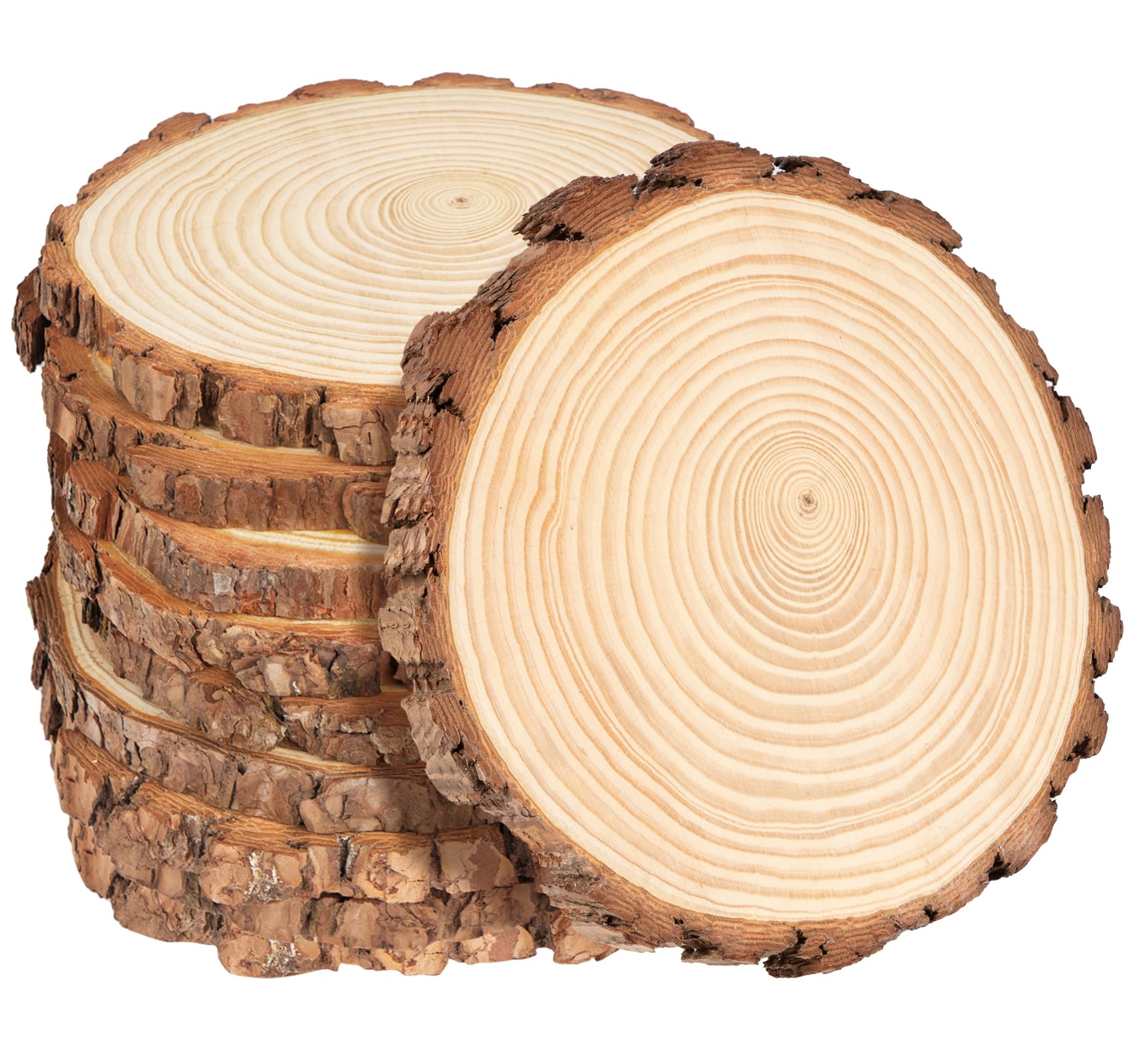 Photo 1 of Large Wood Slices 10 Pcs, 5.5-5.9 inches No Hole Log Wooden Circles Natural with Tree Bark