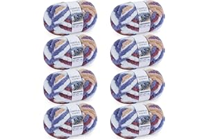 Cozyful Chunky Yarn for Hand Knitting - #10 Chunky Chenille Blanket Yarn, Jumbo Big Thick Chunky Yarns for Crocheting, Tie Dye Bulky Knit Yarns, 8 Skein (25 yds 8 oz Each Skein), Multi Blue&Red&Khaki
