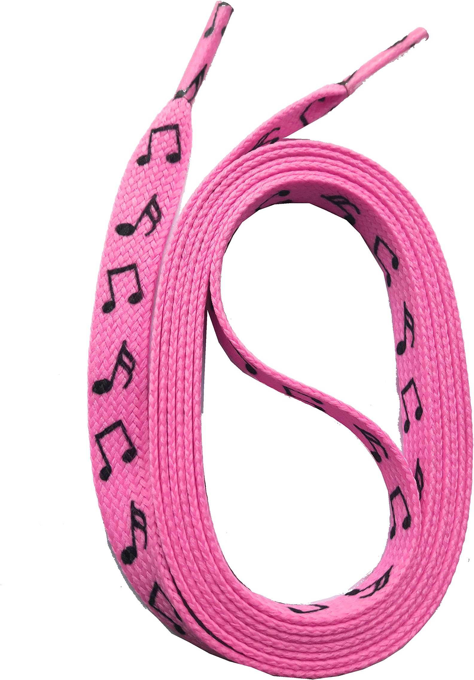 SNORS - Shoelaces - FLAT PRINTED LACES - NOTES PINK 140 cm 55" ca. 10 mm - Replacement shoelaces