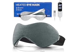 Ezona Heated Eye Mask, Warm Eye Compress Mask for Dry Eyes, USB Electric Eye Heating Pad with Temperature & Timer Control, Dry Eye Mask for Dry Eyes, Blepharitis, Sinus Migraine Gray