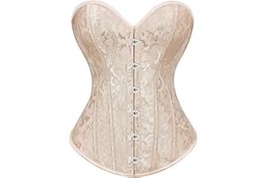 JASGOOD Corset Tops for Women Overbust Bustier - Lace up Jacquard Shapewear Lingerie Halloween Costume Corset