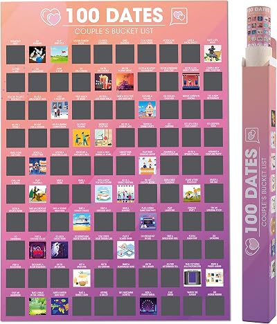Giftinghouse 100 Dates Scratch Off Poster A2 UK Made Eco Friendly