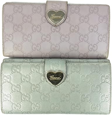 Amazon グッチ Gucci Gg シマ レザー ハート Wホック 二つ折り 長財布 2個セット パープル シルバー esa 中古 シューズ バッグ