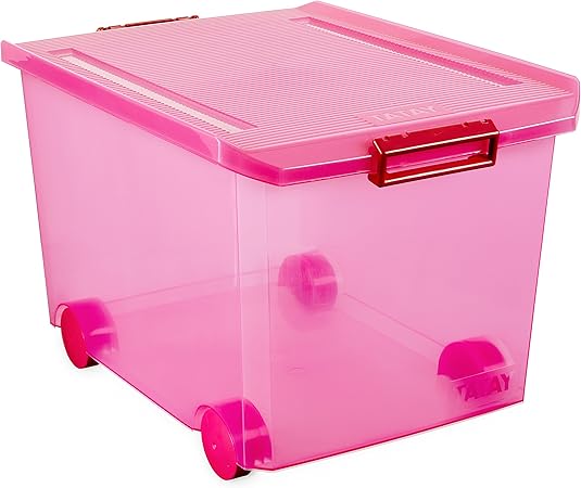 Tatay - Caja de Almacenaje Multiusos Bajo Cama con Tapa y Ruedas de 63 L de Capacidad.