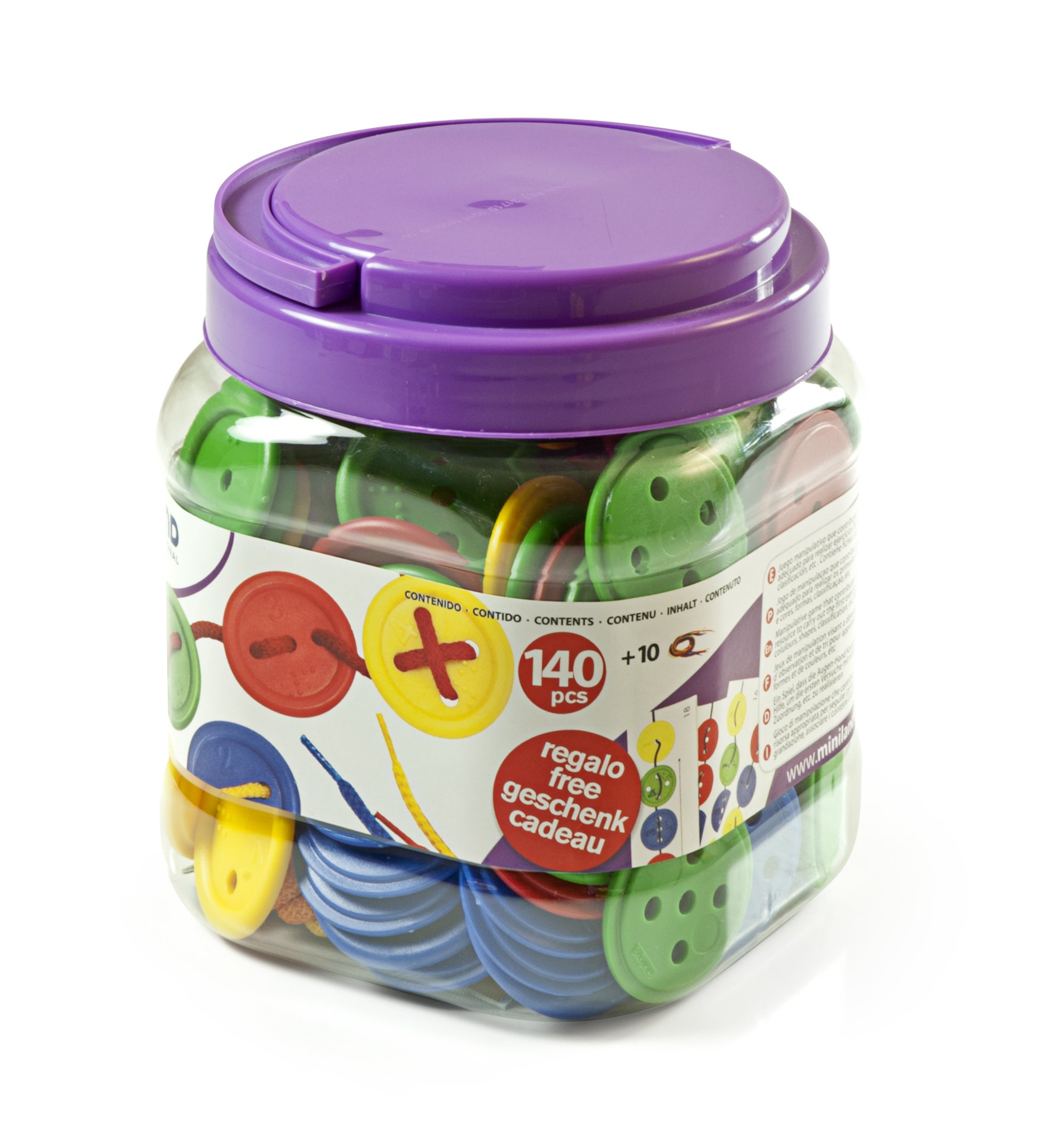 Miniland 31715 Buttons and Cards in Tub (140-Piece)
