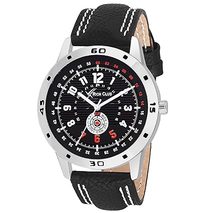 RC-88BLK Steel Bezel with Leather Strap Analog Watch for Men and Boys