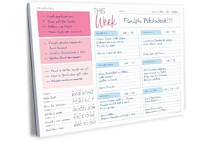 ELWYN LIFE Weekly Planner Pad - Undated Planner - To Do List Notepad - Habit Tracker - 11 x 8.5" - 52 Tear-Off Sheets - Daily Planner Undated for Home Work Office Business - Goal Planner - Cute Planner (Pink)