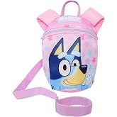 Girls Bluey Backpack with Safety Harness Toddlers Detachable Leash Nursery Bag Infants Mini Rucksack, Pink, One Size, Backpack