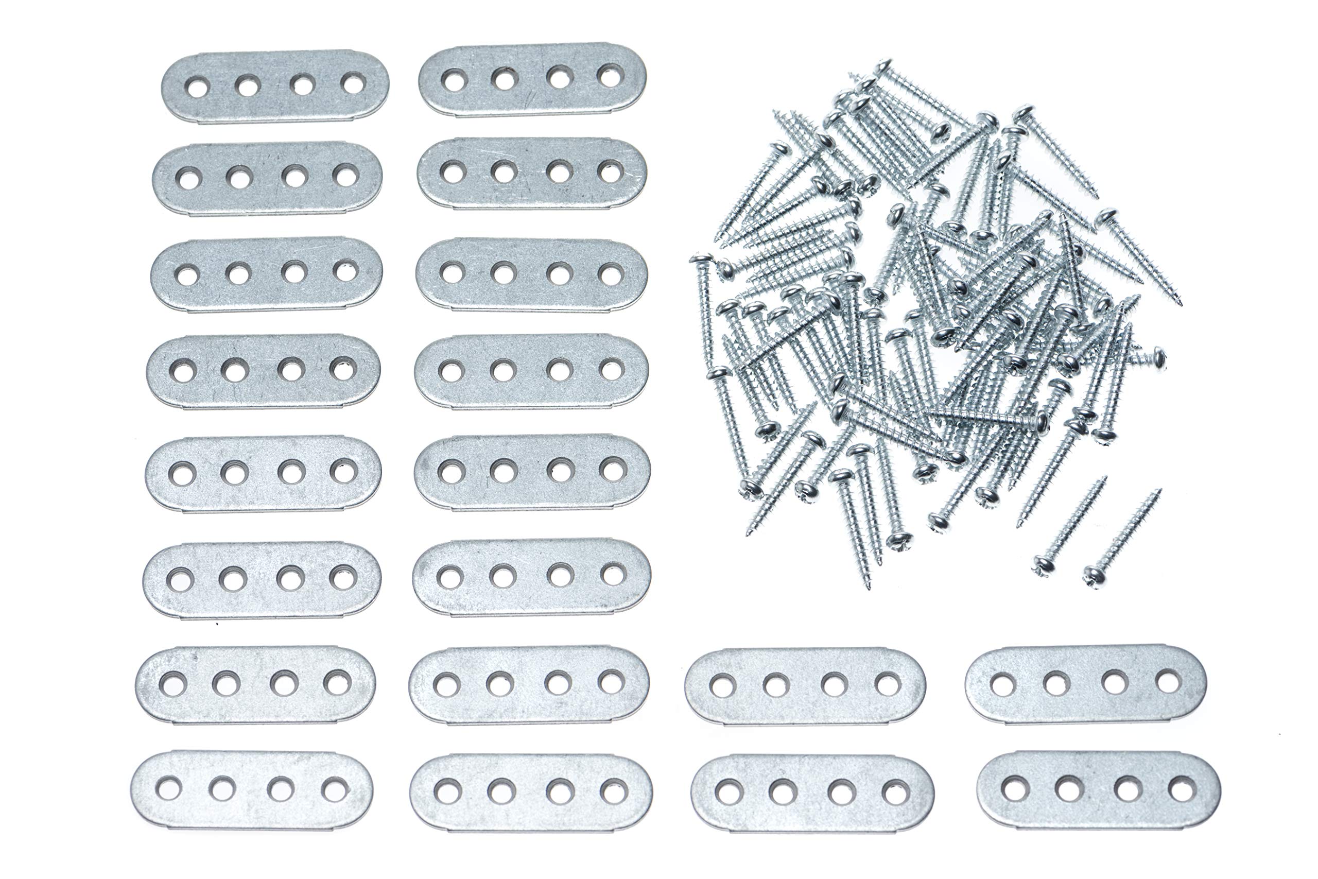 brackit Heavy Duty Steel Flat Straight Fixing Plates with 120x Screws - Ideal for Use as Supports or for Repair Fixing Mending Joining Furniture (Pack of 20)