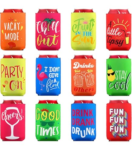SEPGLITTER 18 Pack Softball Can Cooler Sleeves - Neoprene Beer Can Insulators For Softball Party Decor, Favors, & Gifts