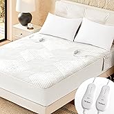 blunique Electric Heated Mattress Pad Queen Size Dual Control Bed Warmer, Deep Pocket, Side Storage Pouch for Controller, Machine Washable, 3D Air Layer Fabric, 60"x80", Grey