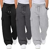 YooAurvox 3 Pack Boys Wide Leg Cargo Pants Baggy Sweatpants 5-14Y | Back to School, Open Bottom Sweat Pants, Uniform Pants, Kids Track Joggers with 4 Pockets, Drawstring Athletic Casual Bottoms