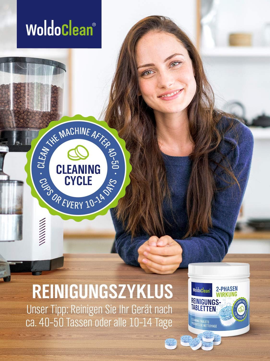 WoldoClean 2-Phase Cleaning Tablets for Automatic Coffee Machines - 25 Tablets, Compatible with Automatic Cleaning Programs - Image 5