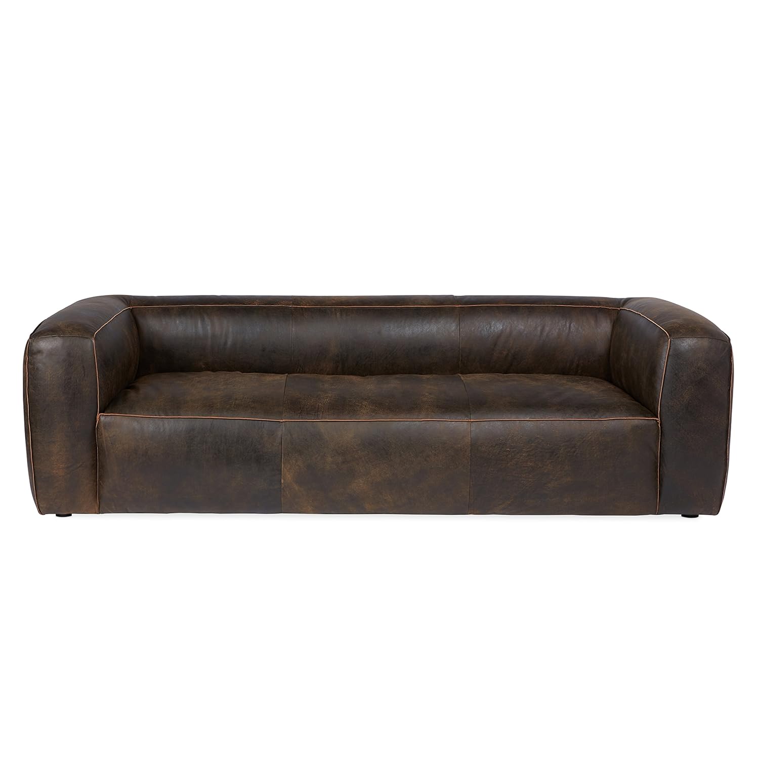 Amazon Com Modern Leather Sofa With Distressed Raw Edge Finish