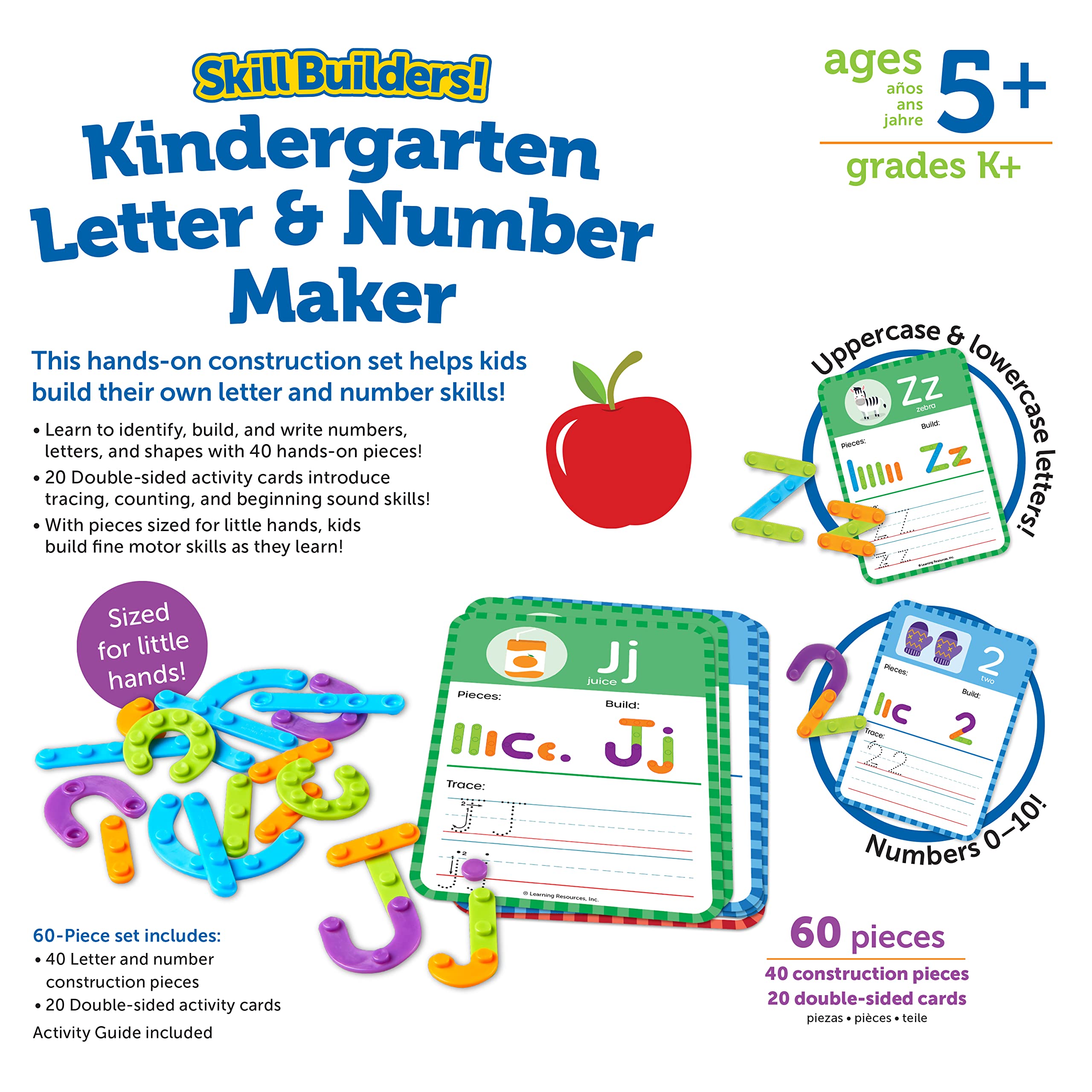 Learning Resources Skill Builders! Kindergarten Letter & Number Maker - 60 Pieces, Ages 6+ Kindergartner Learning Materials, Homeschool and Classroom Supplies, Math Games for Kids