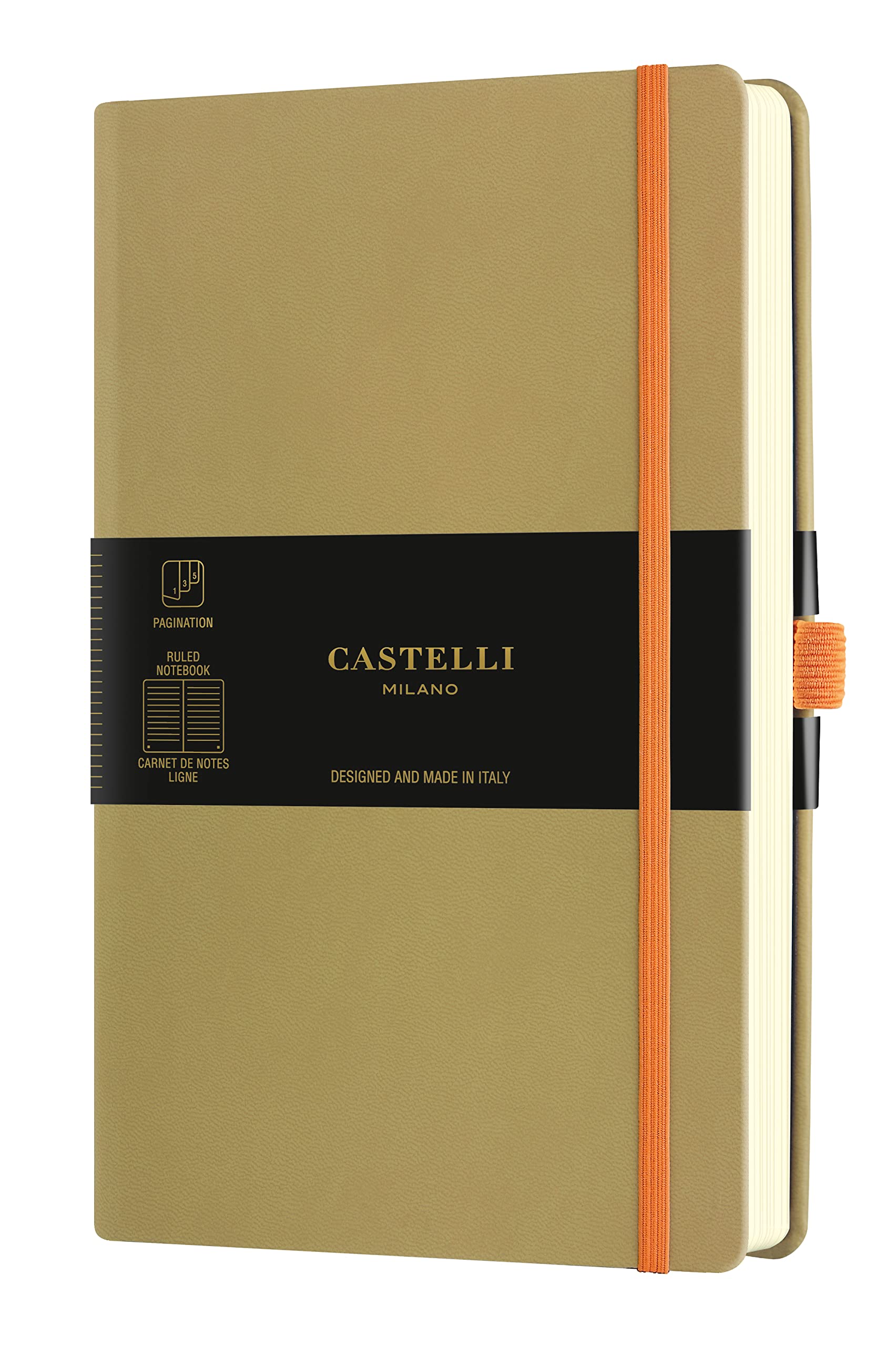 Castelli Milano AQUARELA Olive Notebook 13x21 cm Striped Hard Cover Olive Green 240 Pag