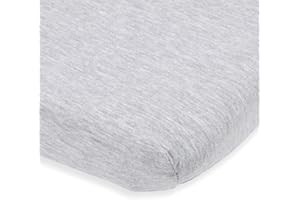 Joey + Joan Pack and Play Sheet Fitted – Compatible with 4moms Breeze Plus Playard & Breeze Go Playard – Fits Up to 30 x 43 Inch Mattress Without Bunching – Heather Grey
