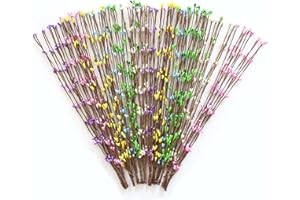 DAHI 120PCS Easter Berry Garland Artificial Sprays Vine Spring Pip Berry Garland Floral Pip Picks Stems for Easter Crafts Floral Arrangement Wreath Making (120pcs)
