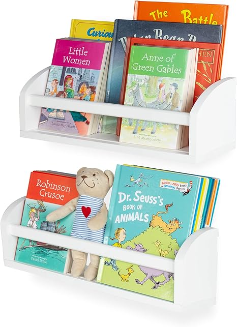 Amazon Com Wallniture Lissa Wall Shelf 17 Wood Wall Mounted White Bookshelf For Nursery Wall Decor Kids Storage Organizer Set Of 2 Kitchen Dining wallniture lissa wall shelf 17 wood wall mounted white bookshelf for nursery wall decor kids storage organizer set of 2