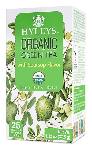 HYLEYS ORGANIC GREEN TEA SOURSOP FLAVOR – 25 TEA BAGS – GRAVIOLA GUANABANA TEA