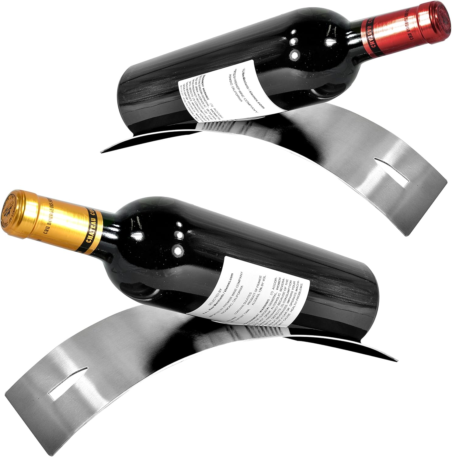 Set of 2 Sleek Modern Contemporary Brushed Stainless Steel, Single