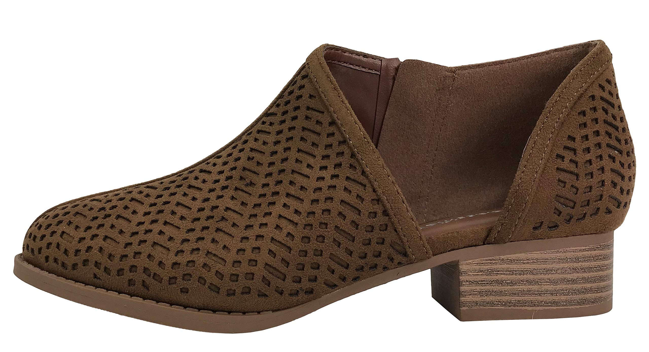 Womens Ankle Bootie D'Orsay Cut Out Perforated Open Side Closed Toe - Image 3