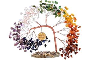 ANAYA AGATE 7 Chakra Crystal Tree of Life – Handmade Healing Gemstone Bonsai Trees for Home & Office Décor – Feng Shui Money Tree for Positive Energy, Good Luck & Spiritual for Women