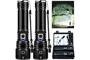 Lylting Rechargeable LED Flashlights High Lumens 2 Pack, 990,000 Lumen Super Bright Flashlight with USB Cable, 5 Modes Powerful Flashlight Waterproof Flash Light for Home Emergencies Camping