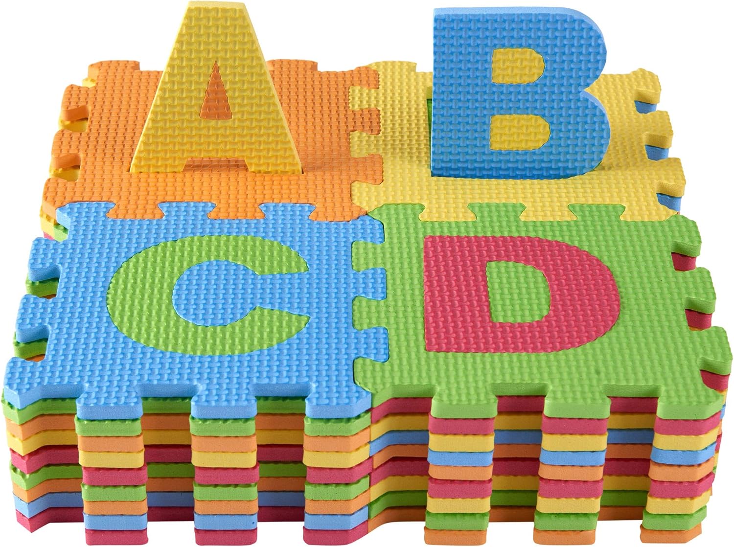 DIMPLE Baby Foam Play Mat (36-Piece Set) 6.25 x 6.25 Inches Interlocking Alphabet and Numbers Floor Puzzle Colorful EVA Tiles Girls, Boys Soft, Reusable, Easy to Clean by, DC12703L: Toys & Games