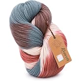 Katech Variegated Wool Yarn for Crocheting, Cashmere Sock Yarn-3 DK Weight | 70% Wool 30% Polyester-250g/8.82oz, 738yds Hand Dyed Yarn-Warm Wool Blend Yarns for Knitting Socks, Scarf, Blanket, Shawl(B)
