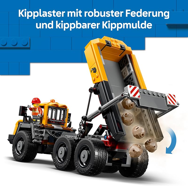 City Kipplaster und Schaufellader Spielzeuge - Baustellenfahrzeuge mit funktionierenden Funktionen und 3 Minifiguren - STEM Geburtstagsgeschenk für Jungen ab 8 Jahren - 60494 — Foto 4 von 8