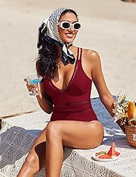 AI'MAGE Women One Piece Swimsuit Sexy V Neck