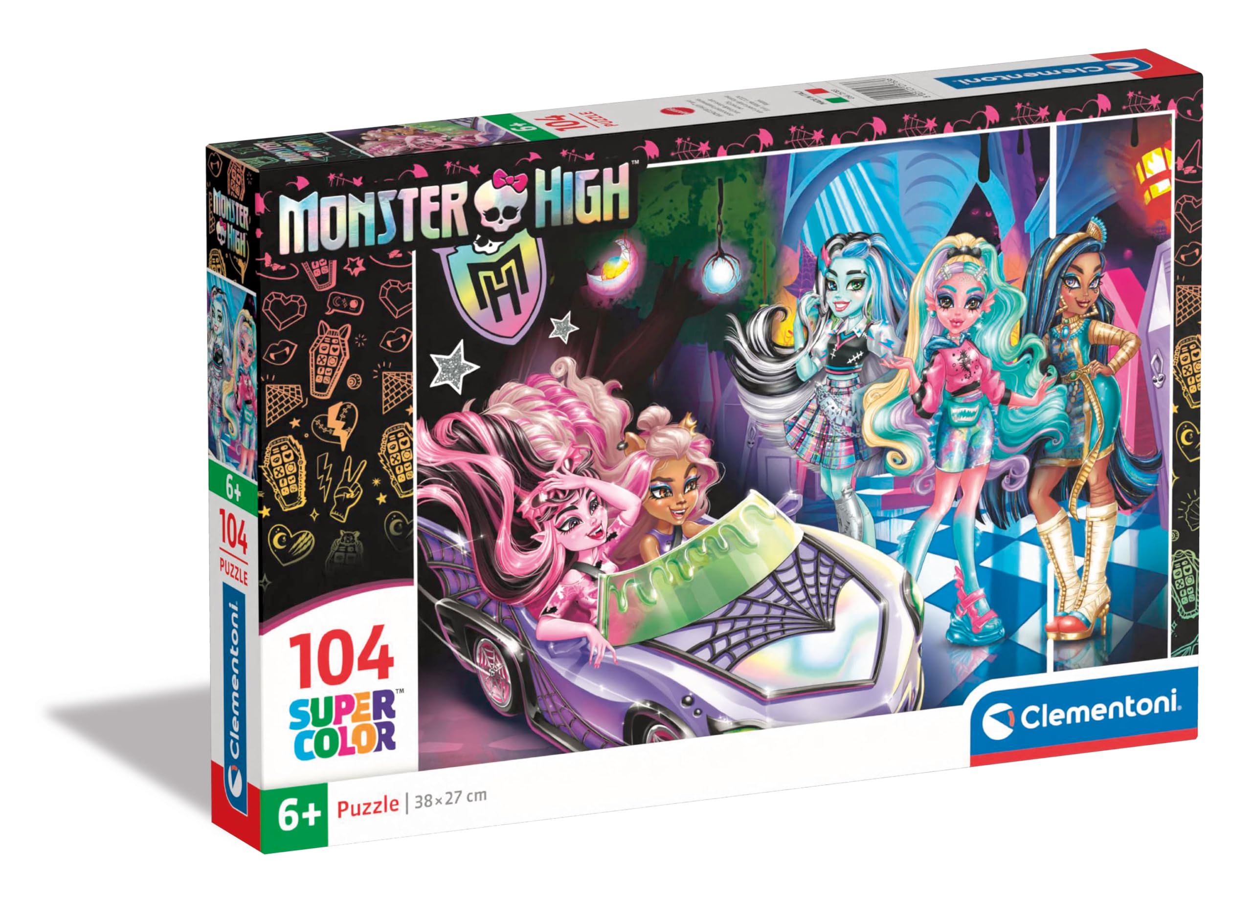 Clementoni Jigsaw Puzzle Monster High 104 Pieces - Supercolor Puzzle For Children 6-8 Years, Cartoon, Gift For Boy/Girls, Puzzle For Kids, Made In Italy, 25783