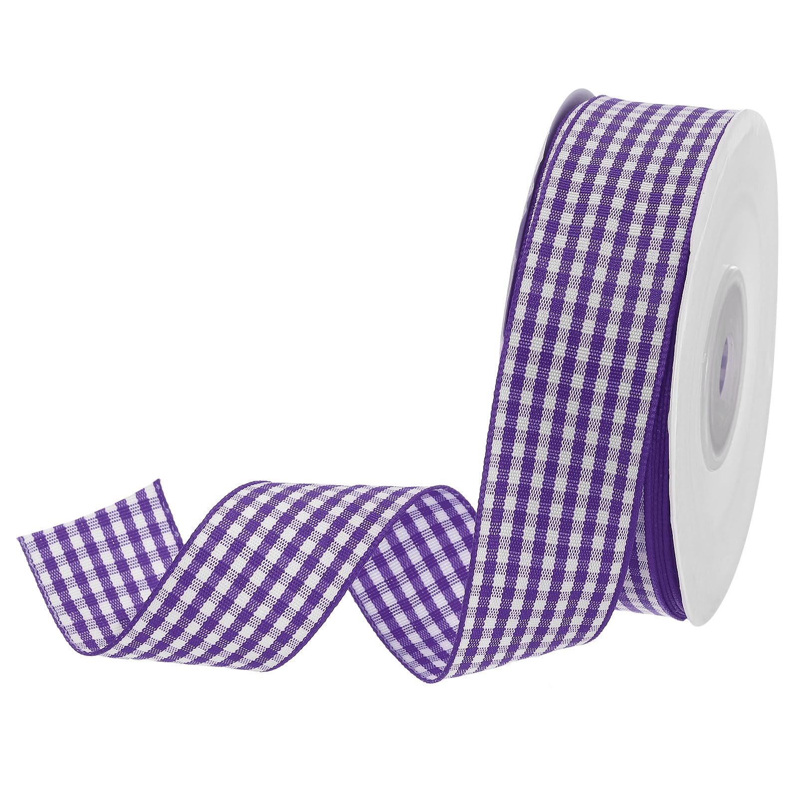 DMiotech 1 Inch 25 Yards Gingham Ribbon, Checkered Ribbon Plaid Ribbon for Gift Wrapping Decoration Art Craft DIY, Lavender Purple — image 1