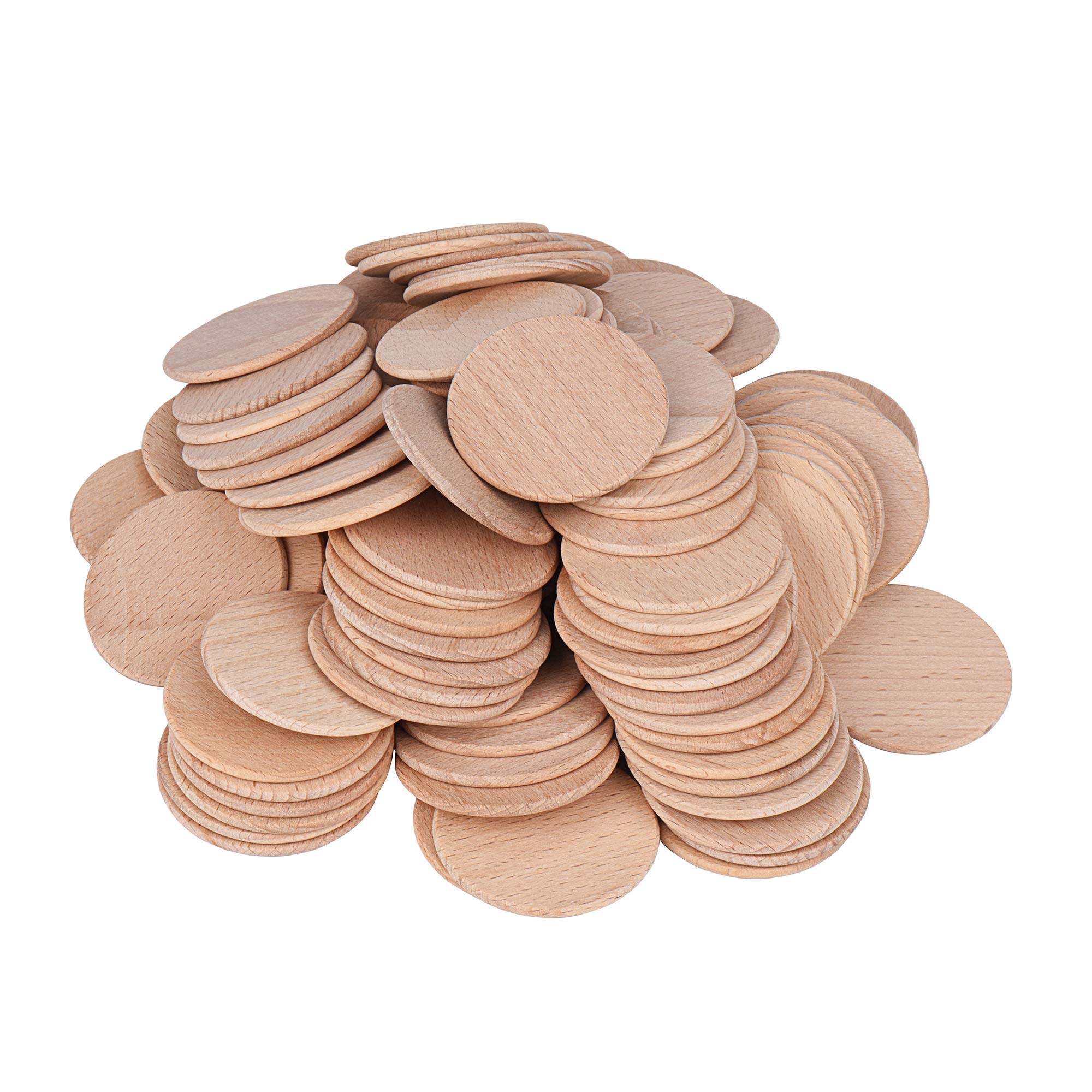 100pcs Natural Wood Slices Unfinished Round Discs Wooden Circles Ready to Be Painted and Decorated(38mm/1.5inch)