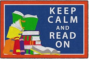 Flagship Carpets - Keep Calm & Read On Area Rug for Children's Classroom, Kid's Bedroom, Teacher's Space and at Home Family Living or Play Room, 4' x 6', Red&Blue