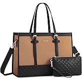 LOVEVOOK Laptop Bag for Women, 15.6 inch Canvas Laptop Tote, Large Capacity Work Bag with Clutch Purse, Office Business Briefcase, Casual Handbag for Travel, College, Teacher, School