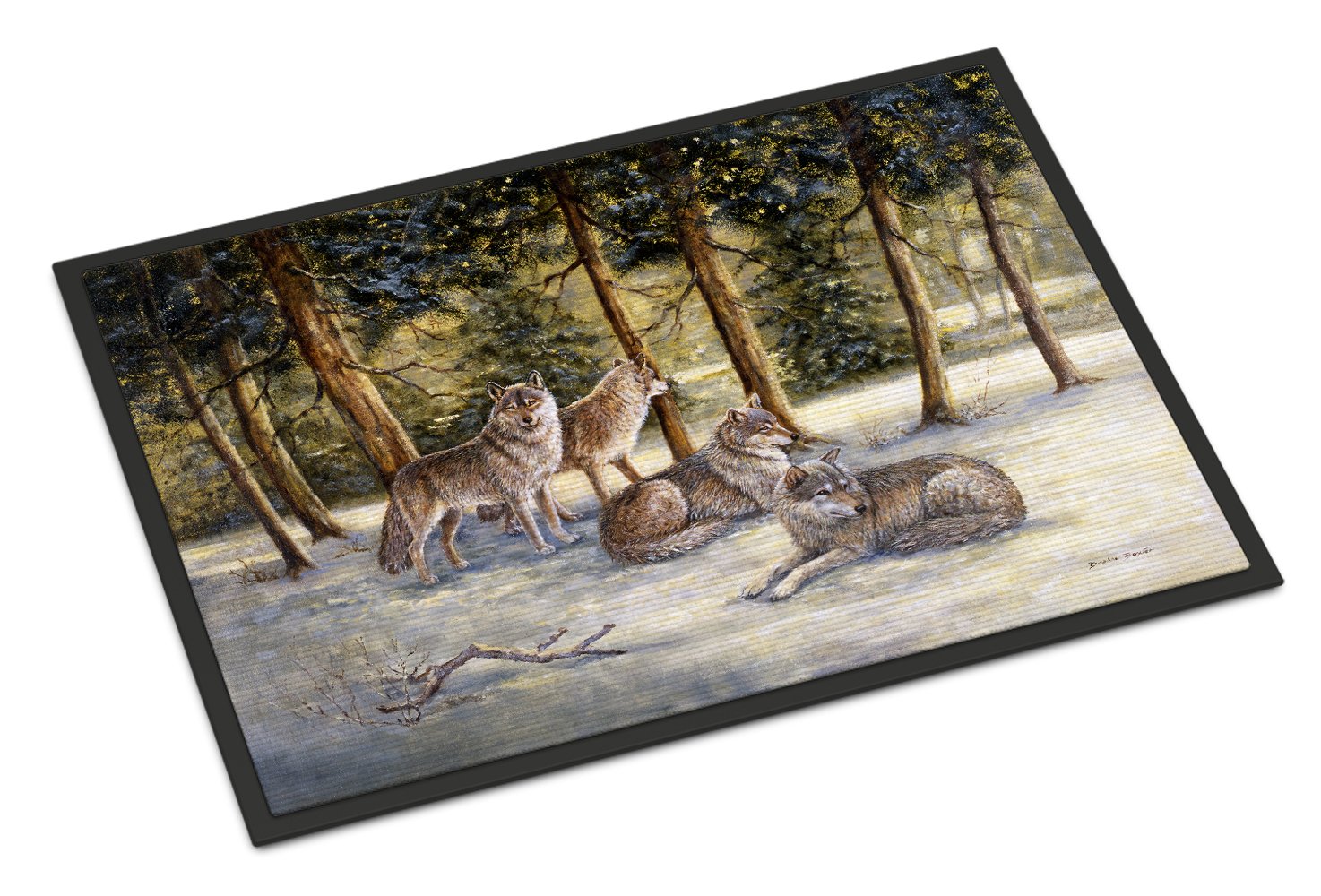 Caroline's Treasures BDBA0371MAT Wolves by Daphne Baxter Doormat 18x27 Front Door Mat Indoor Outdoor Rugs for Entryway, Non Slip Washable Low Pile, 18H X 27W