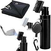 Ciawlro Golf Clubs Cleaner Brush and Towel, Club Cleaning Kit with Retractable Squeeze 5 oz Water Bottle, Groove Cleaner for Golf Cart Accessories Gift Stuff for Men Women