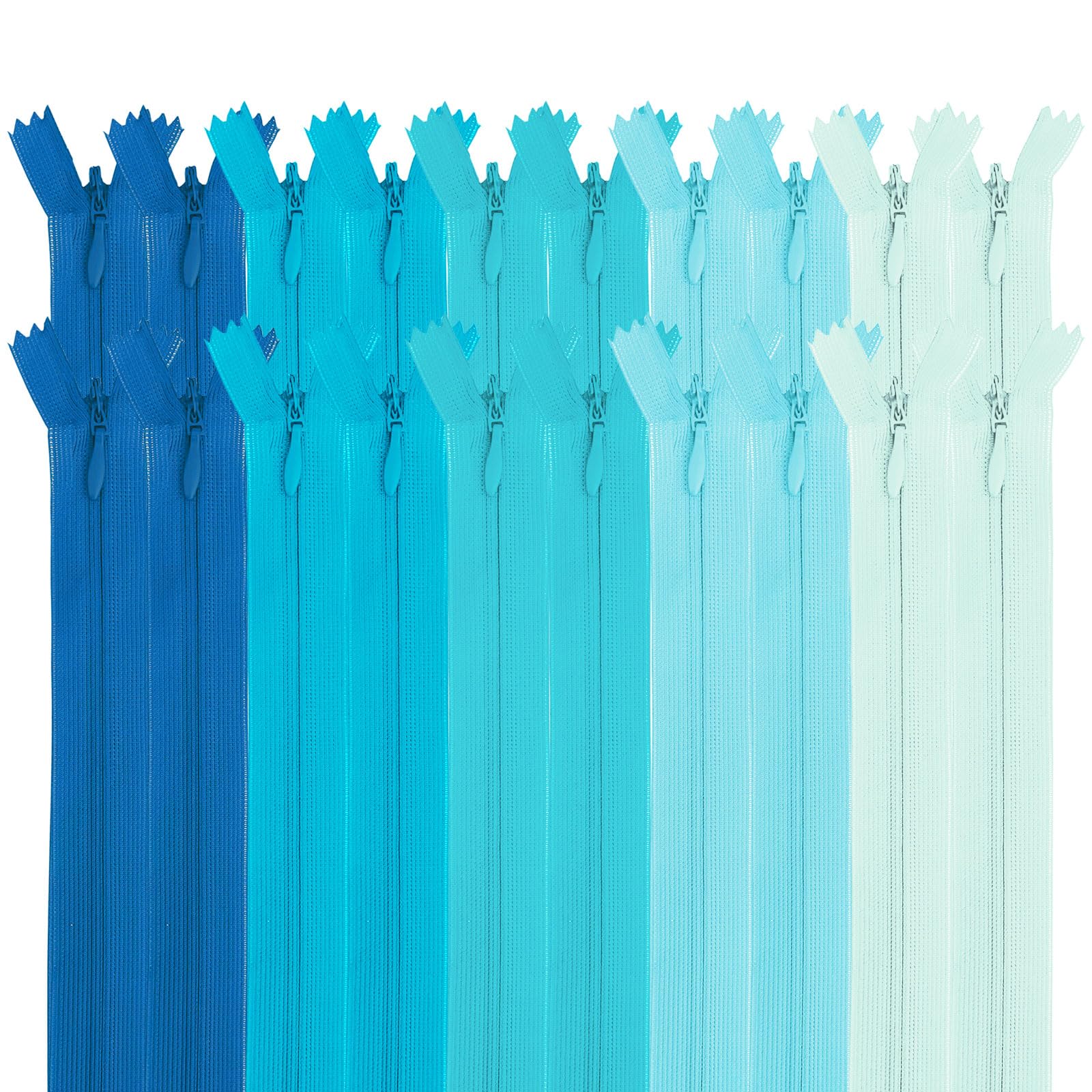 MARARDI [Pack 20] Invisible Zippers [Blues] Nylon [14 Inches] for Sewing Tailor and Crafts Clothes Fabric Bags Cases for Sewing Machine Patchwork Cotton with Zipper Fastener Metal Closure