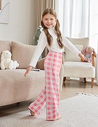 Arshiner Pajama Pants for Girls Long Sleep Plaid