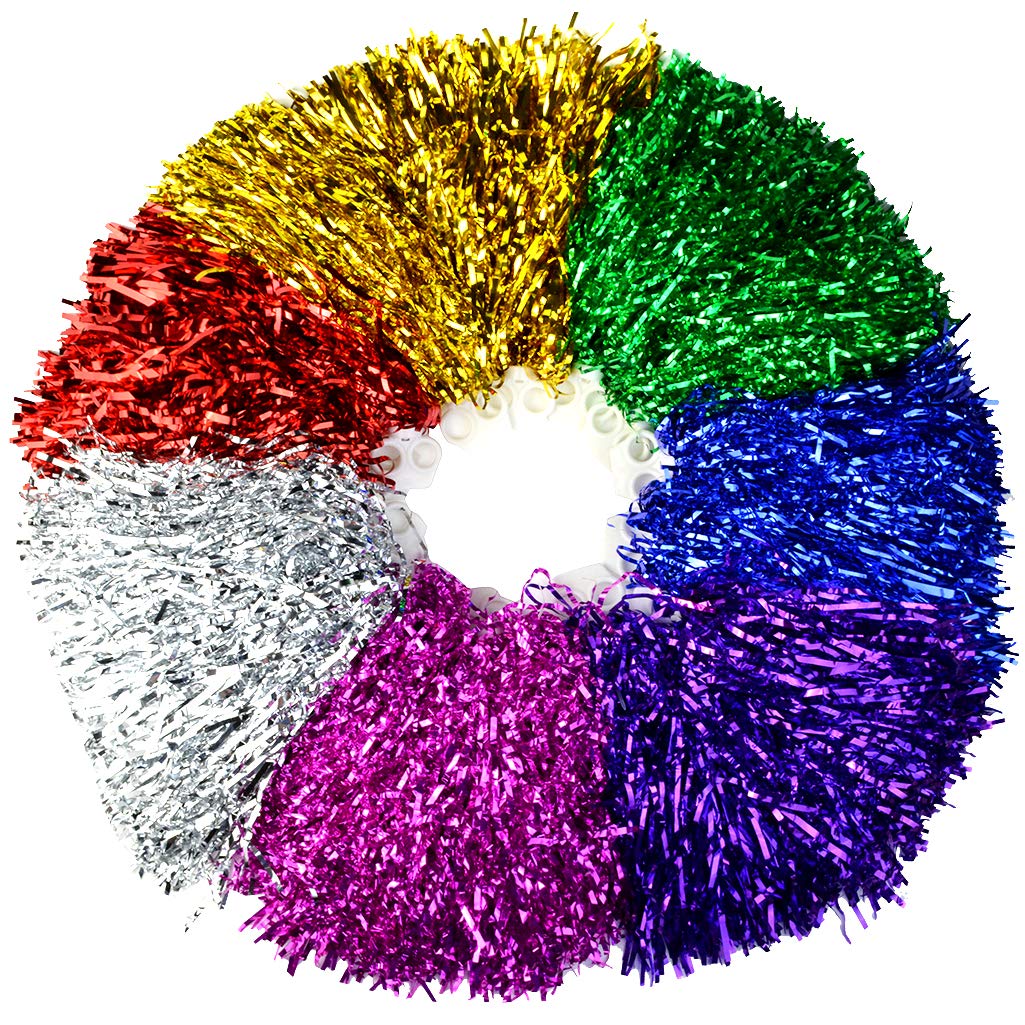Pompons Cheerleading Métalliques – 4 Pièces Avec Poignées – Pour Matchs, Danse, Fêtes (blanc)