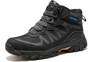 TREKKIN PLUS Men's Hiking Boots Waterproof Non Slip Comfortable Walking Boot Water Resistant Outdoor Lightweight Ankle Hiker Shoes Trekking Trail