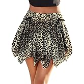 Avidlove Mini Skirts for Women Mesh Flowy Y2k Skirt Drawstring Ruched Bow Layer Asymmetrical Short Skort