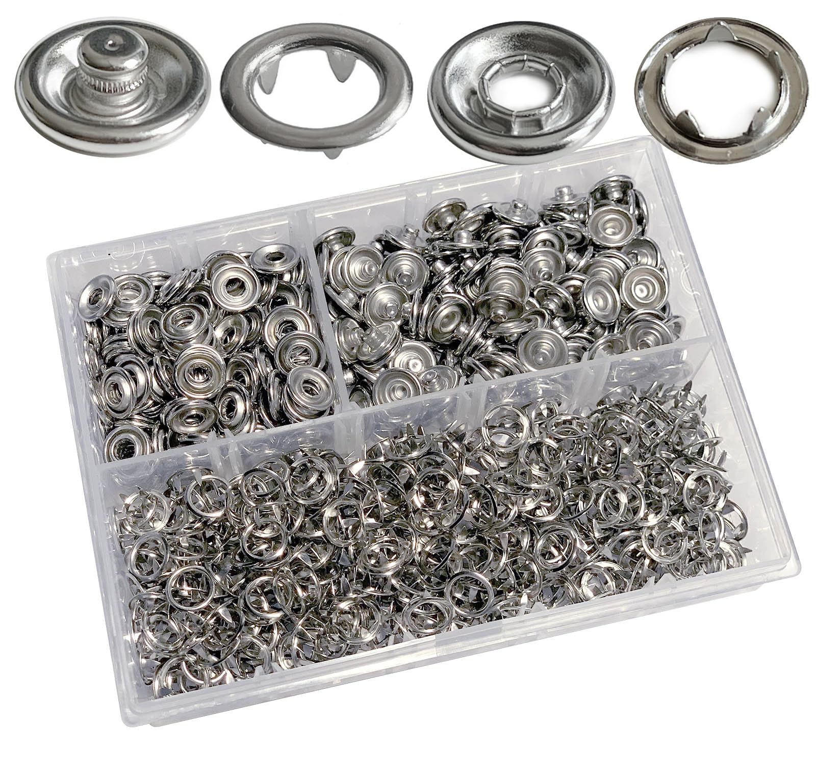 RERI Set of 150 Press Stud Set, Diameter 11 mm Jersey Press Studs, Metal Sewing Accessories, Buttons for Sewing, Jessey Snaps for DIY Crafts, Fabric, Clothing Bags — image 1