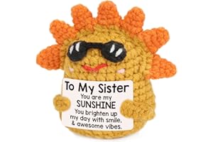 MY-ALVVAYS Big Sister Birthday Gifts from Little Sister Brother, Unique Gifts for Sister Mothers Day Easter, Best Sister Ever Gift, Funny Handmade Emotional Knitted Positive Sunshine Stuffers for Sister